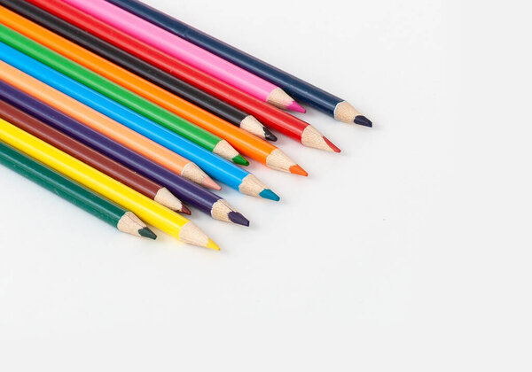 color pencils on isolated white background