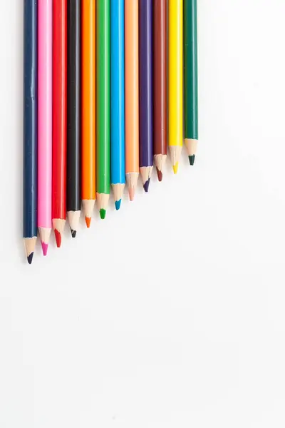color pencils on isolated white background