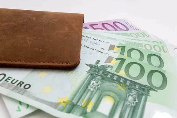 Billetera Con Euro Que Sobresale Ella —  Fotos de Stock