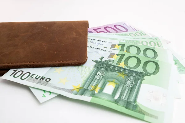 Billetera Con Euro Que Sobresale Ella —  Fotos de Stock