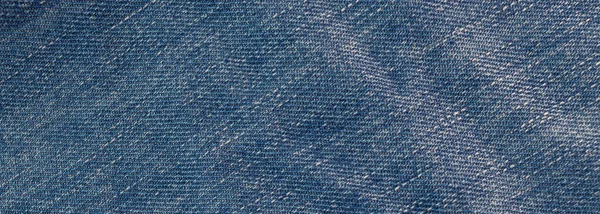 Panorama Schäbige Traditionelle Blue Denim Jeans Textur — Stockfoto