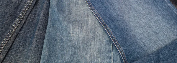 Panorama Shabby Tradicional Azul Denim Jeans Textura —  Fotos de Stock