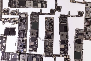 Beyaz izole arkaplanda mikroçip dokusu