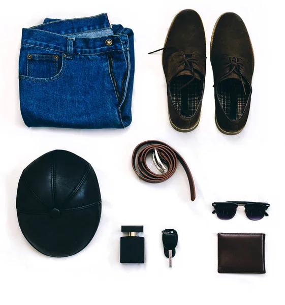 Manliga outfit set med tillbehör — Stockfoto