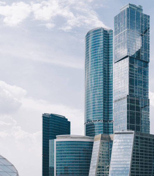 Skyscrapers of Moscow city business center, glass and concrete