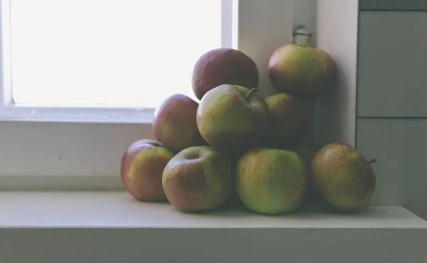 Apples at home window — Stock Photo, Image