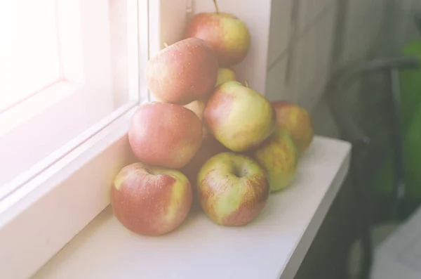 Apples at home window — Stock Photo, Image