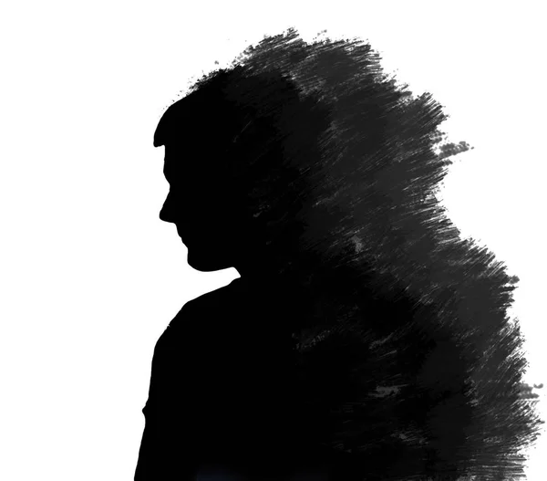 Silhouette of alone man — Stock Photo, Image