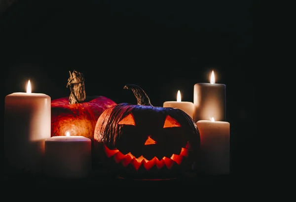 Pampkin And Candles — Stock Photo, Image
