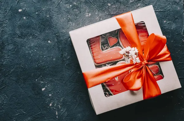 Červené srdce soubory cookie — Stock fotografie