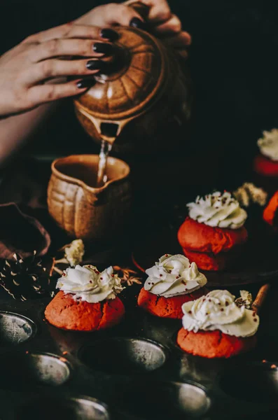 Cupcake e tè — Foto Stock