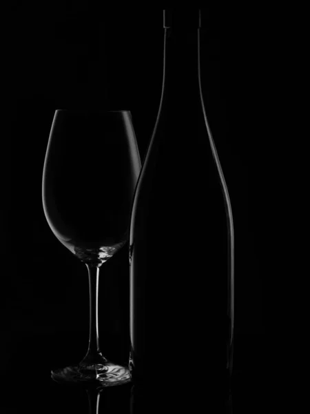 Verre Vin Rouge Isolé Sur Fond Noir Élégant Verre Vin — Photo