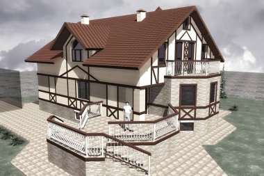 Modern elementlerle geleneksel konak projesi modeli