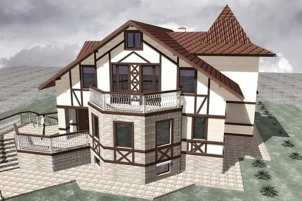 Mansion Project Model Traditionele Stijl Met Moderne Elementen — Stockfoto