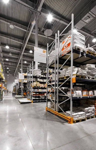 Big tall warehouse shelves and racks of commodity