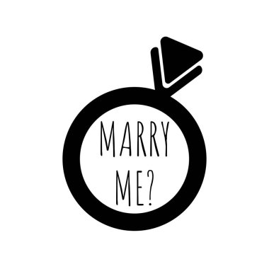 Nikah yüzüğü ikonu gelin mücevheri tasviri ile evlen benimle.