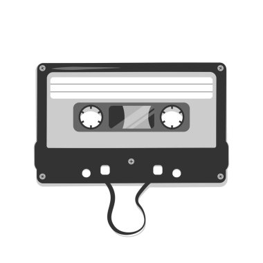 Retro kaset bandı manyetik ses sıkıştırılmış müzik ikonu vektör illüstrasyonu