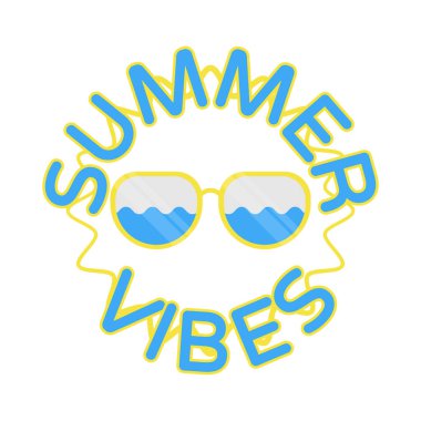 Summer Vibes Güneş Gözlüğü Çizim Düz Tasarım Vektörünü Dalgaladı