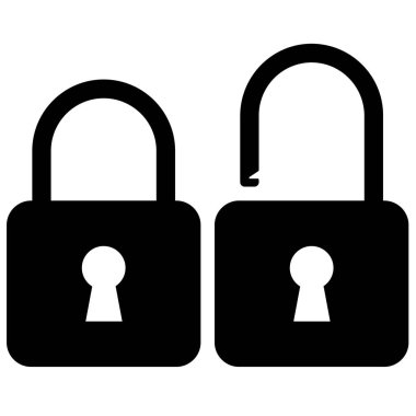 Açık ve Kapalı Kilitler Vektör Resmini Ayarla Siyah Simge