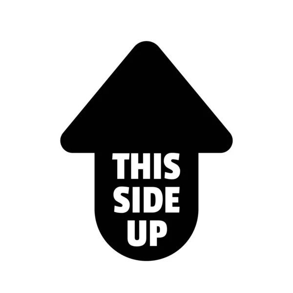 Diese Seite nach oben Versand-Etikett-Icon-Karton Schwarzes Logo auf weißem Hintergrund — Stockvektor
