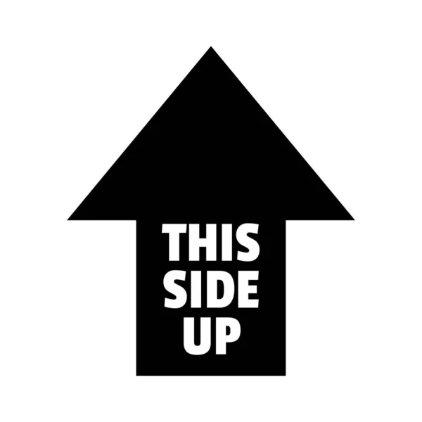 Αυτή η πλευρά επάνω ναυτιλία ετικέτα εικονίδιο χαρτόνι κουτί μαύρο λογότυπο σε λευκό φόντο — Διανυσματικό Αρχείο