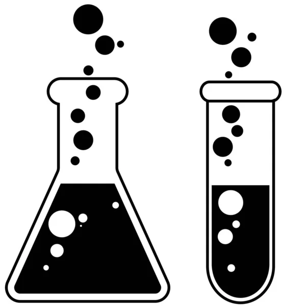 Lab Test Tube Science Vector Black Icon on White Background Vector Ilustration. — Vector de stock
