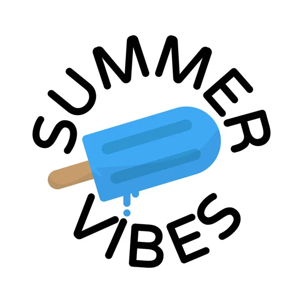 Summer Vibes Blue Popsicle Słodki lodowaty Ilustracja płaski design wektor — Wektor stockowy