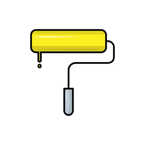 노란 페인트 롤러 Icon 월 컬러 작업 도구 삽화 Vector — 스톡 벡터