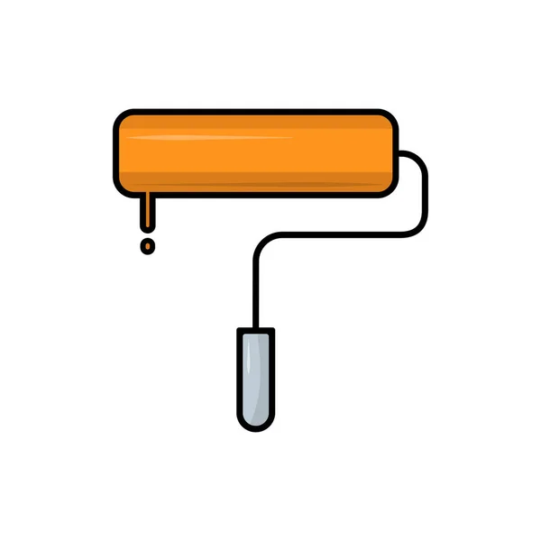 Orange Paint Roller Icon Wall Color Work Tool Illustration Vector — 스톡 벡터