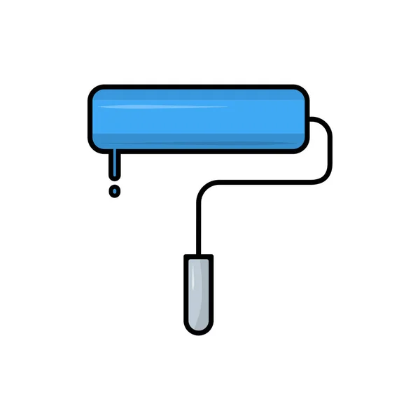 Blue Paint Roller Icon Wall Color Work Tool Illustration Vector — Archivo Imágenes Vectoriales