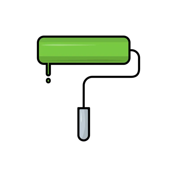 녹색 페인트 롤러 Icon 월 컬러 작업 도구 삽화 Vector — 스톡 벡터