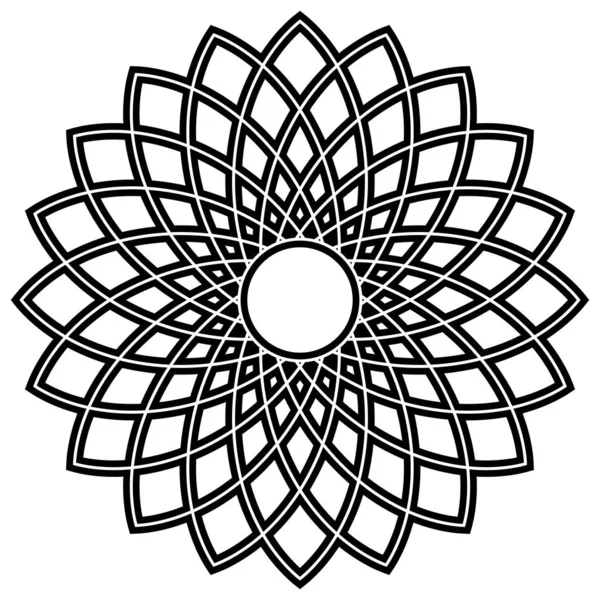 Mandala Geometric Circular Shape Yoga Hindu Spiral Illustration Symbol Black Vector — Stock Vector