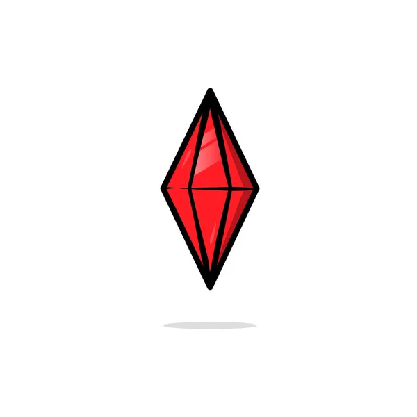 Ícone de diamante brilhante vermelho Gemstone Ilustração vetorial de luxo — Vetor de Stock