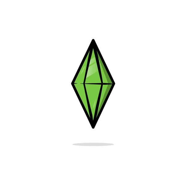 Verde brilhante diamante ícone Gemstone Vetor de luxo Ilustração isolada no fundo branco — Vetor de Stock