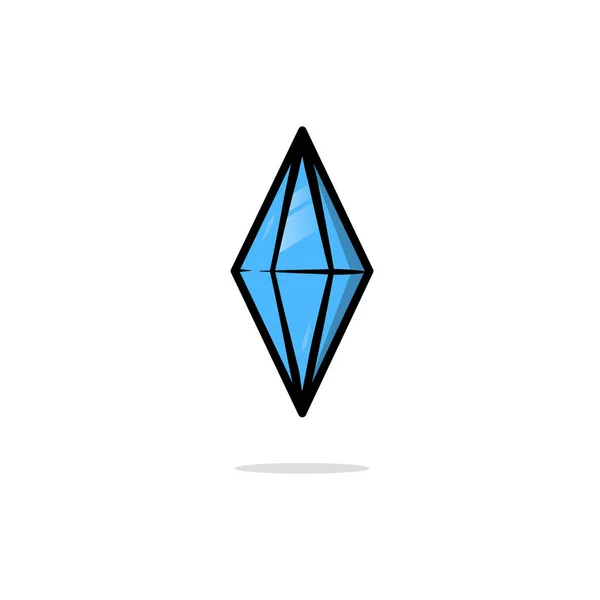Blue Shiny Diamond Icon Gemstone Vetor de luxo Ilustração isolada em fundo branco — Vetor de Stock