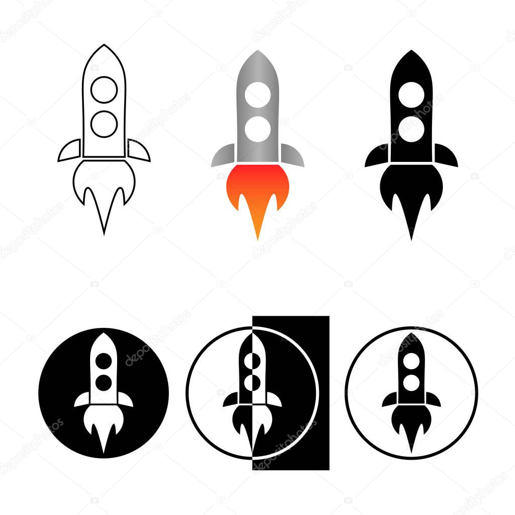 Rocket Icon set Spacecraft Spaceship Illustration Space Travel Exploration Vehicle Science