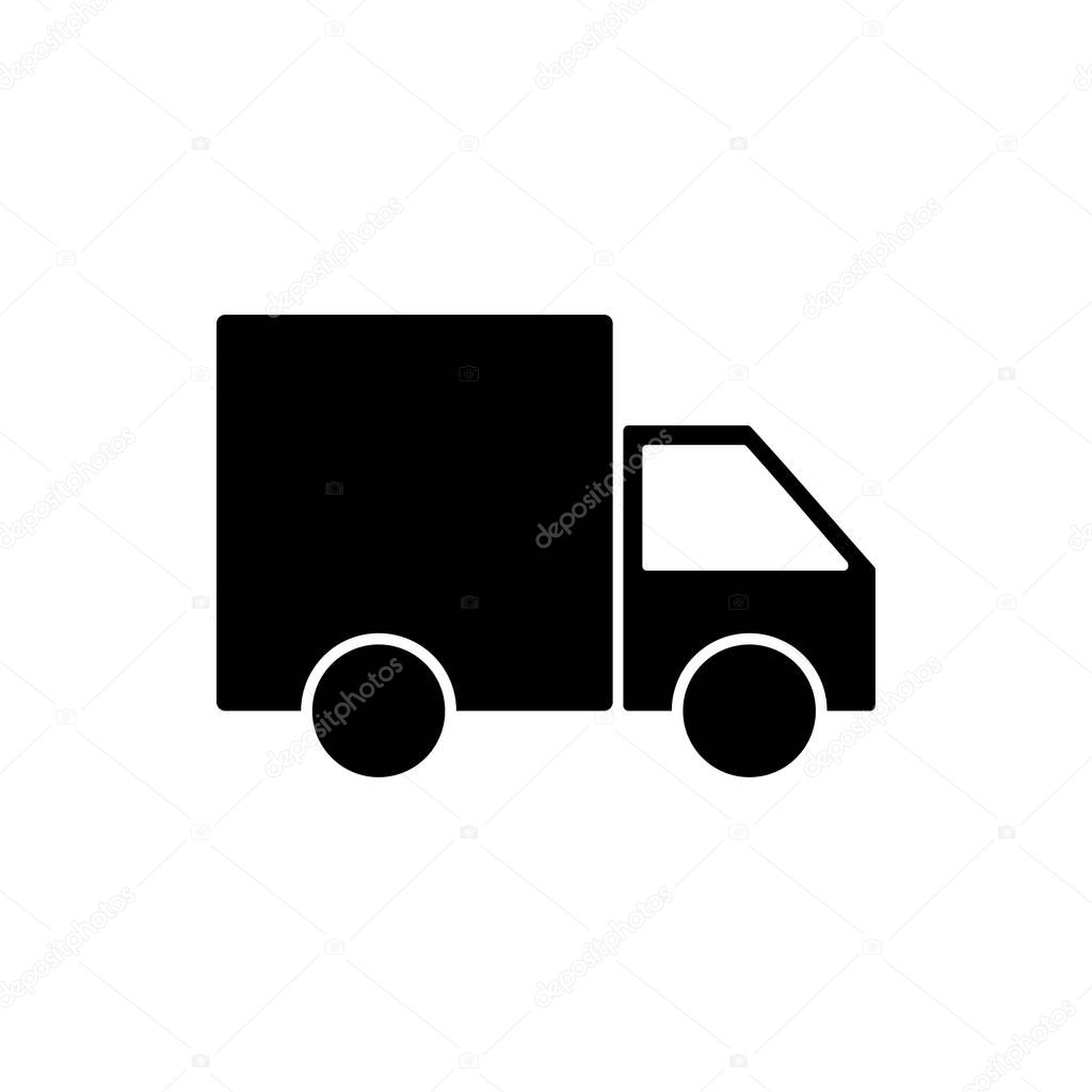 Delivery truck black icon store website shipping vector illustration