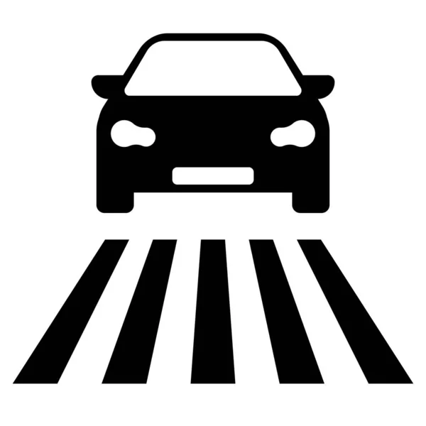 Ikon Mobil Dan Penyeberangan Mengisolasi Gambar Simbol Hitam Vektor Pada - Stok Vektor