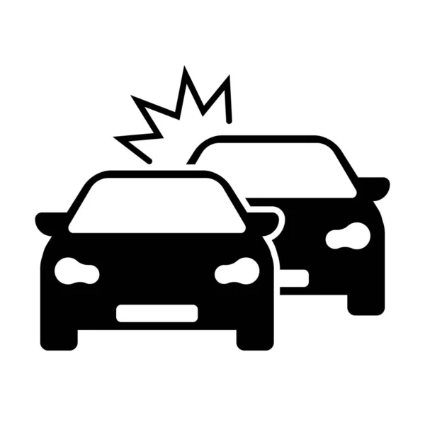 Gambar Vektor Terisolasi Hitam Ikon Kecelakaan Mobil - Stok Vektor