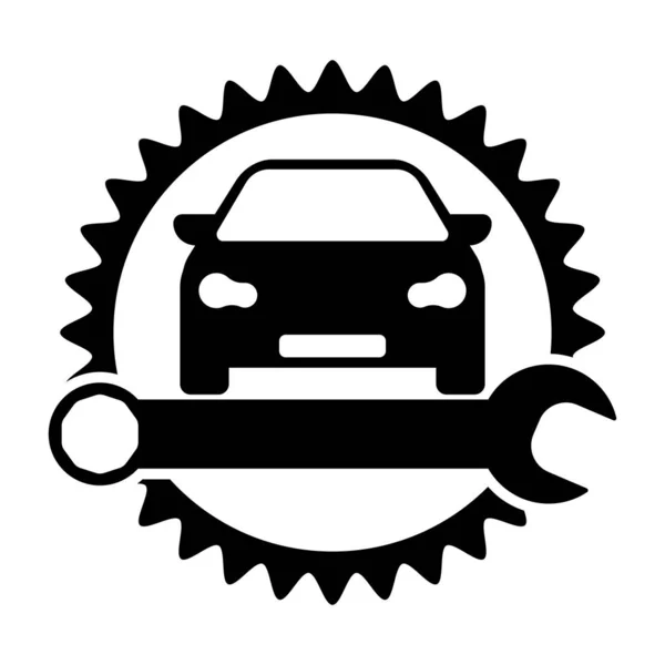 Ikon Garasi Perbaikan Mobil Mengisolasi Kunci Inggris Vektor Mobil Dan - Stok Vektor