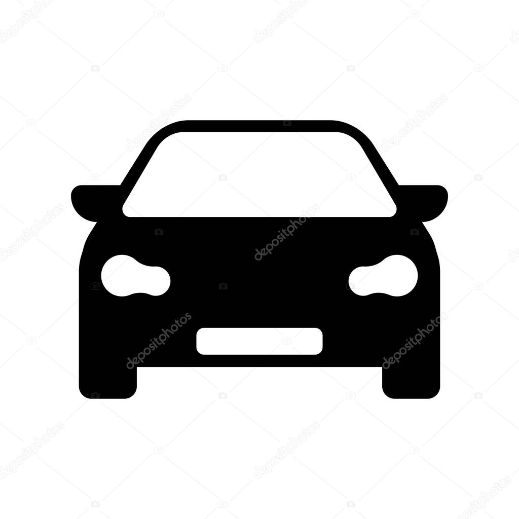 Car front flat design black vector illustration transportation symbol