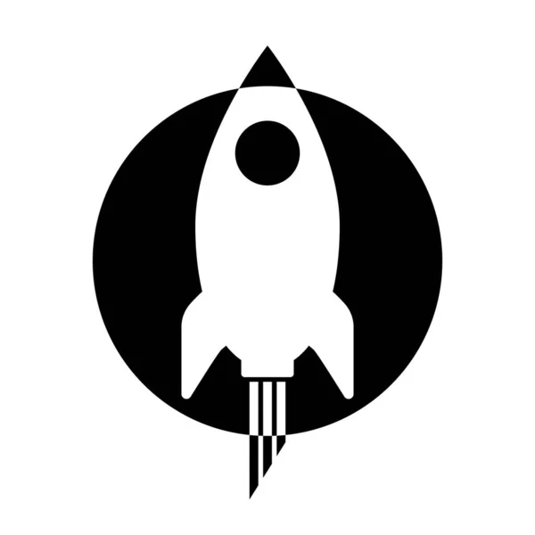 Cohete Logo Nave Espacial Icono Negro Aislado Vector Ilustración — Vector de stock