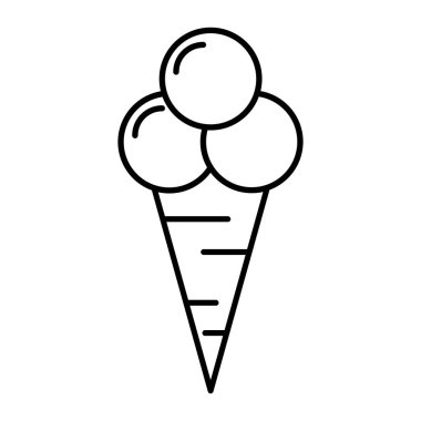 Dondurma külah çizgisi sanat ikonu tatlı tatlı tatlı izole vektör çizimi