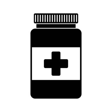 İlaç şişesi vektör illüstrasyon işareti Tıbbi sağlık hizmeti siyah simgesi