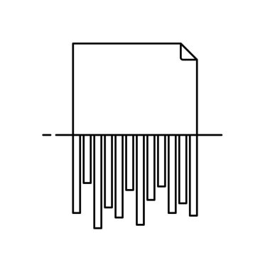 Kağıt parçalama simgesi ana hatlı belge parçalayıcı vektörü beyaz arkaplanda izole edildi