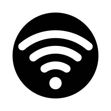 Wifi Siyah Simge izole Vektör İllüstrasyon Kablosuz Ağ Bağlantı Sinyal Sembolü