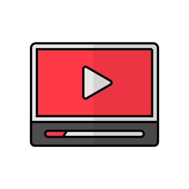 Mobil uygulama ya da web Ui için ortam akış çalma simgesi izole vektör illüstrasyon multimedya film ve ses sembolü 