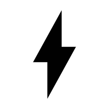 Şimşek simgesi siyah yıldırım çarpması düz stil tasarım vektör çizimi elektrik şoku izole simgesi