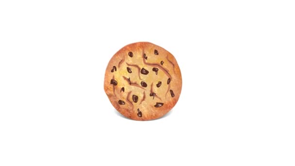 Chocolate Chip Cookie Being Eaten Full None Icon Set Isolated — Stok video