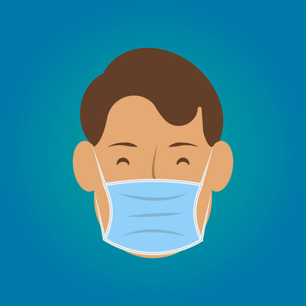 Man with protective medical face mask vector health care illustration 